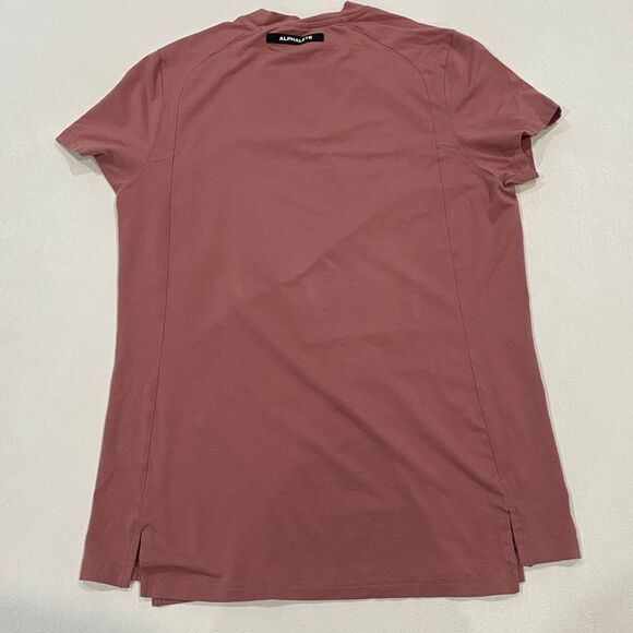 Alphalete Premium Longline T-Shirt Size Small Mauve Pink Curved Hem - Picture 1 of 5
